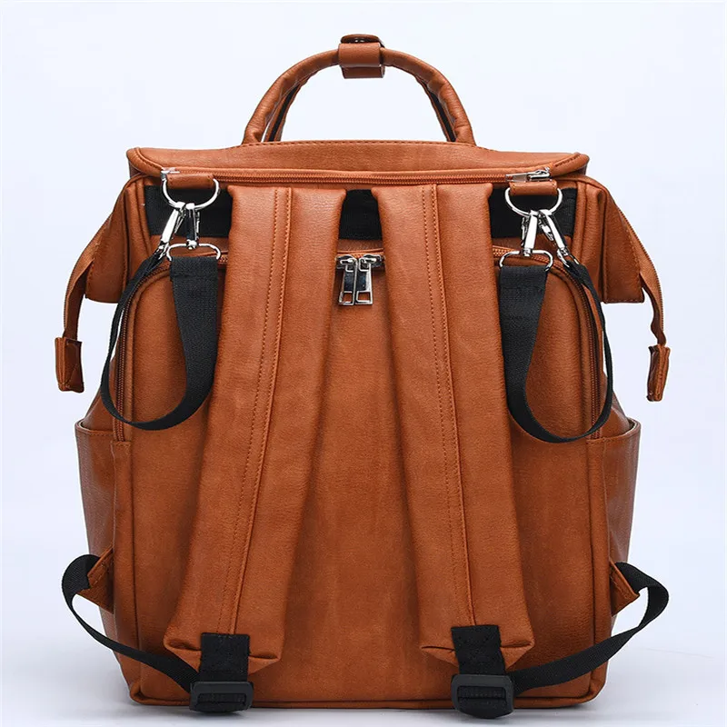 pu leather diaper bag backpack
