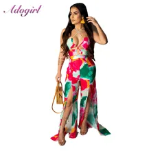 sexy smmer Tie Dye Print halter bandage night party jumpsuit women casual off shoulder Wide Leg romper female streetwea overalls sexy smmer Tie Dye Print halter bandage night party jumpsuit women casual off shoulder Wide Leg romper female streetwea overalls