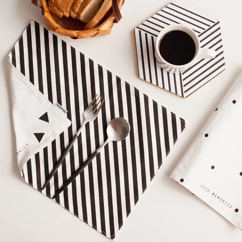 Nordic Geometric Pattern Cotton Placemats Stripe Duplex Prints