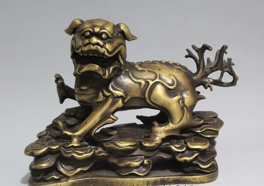 

wholesale factory 8" Chinese Bronze Folk Feng Shui Foo Fu Dog Guardion Lion Statue sculpture