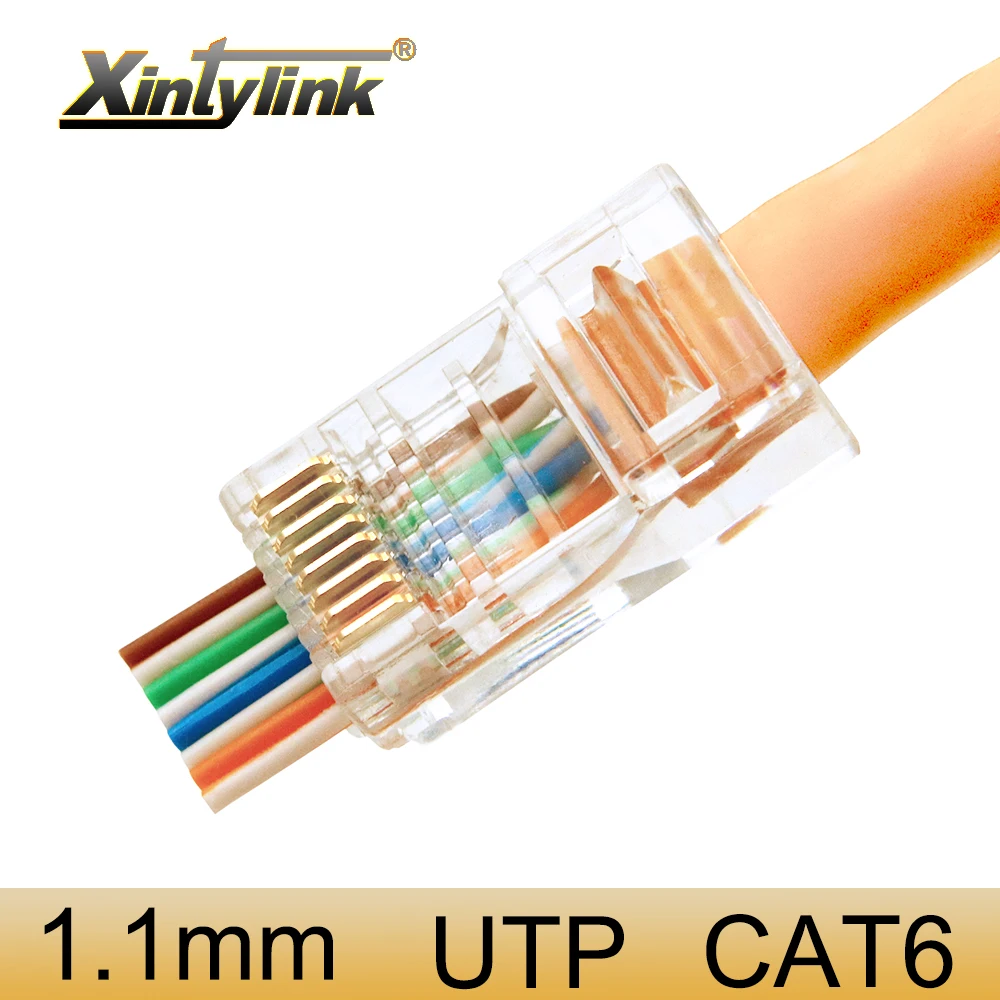 Разъем xintylink EZ rj45 разъем кабеля ethernet сетевой cat6 8P8C позолоченный неэкранированный