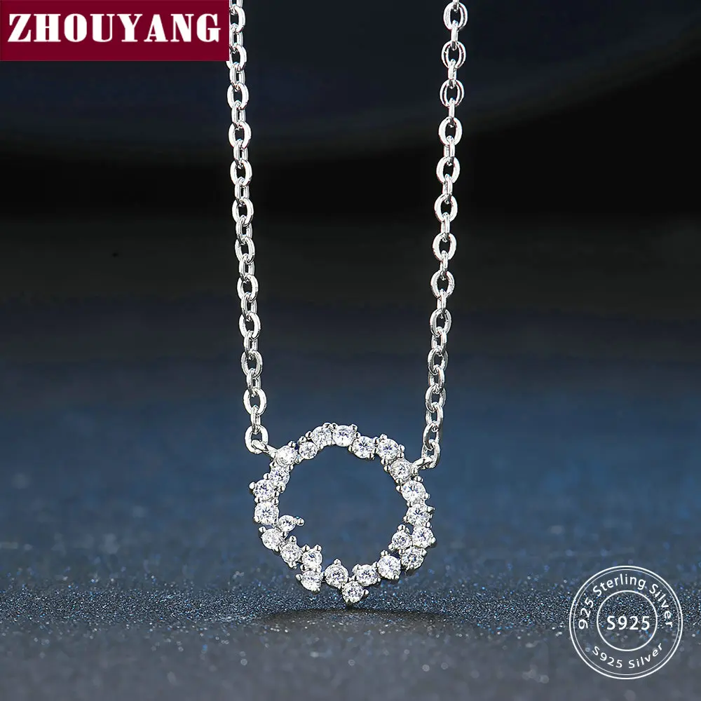 ZHOUYANG Circle of Ocean 925 ожерелье с подвеской из стерлингового серебра пробы Изящные