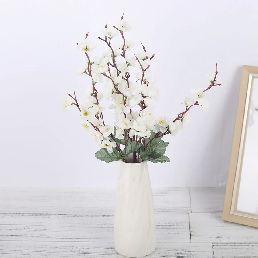 Вишня в цвету из цветков персикового дерева искусственные цветы, Шелковый цветок филиал букет Мода для дома Гостиная Свадебные украшения