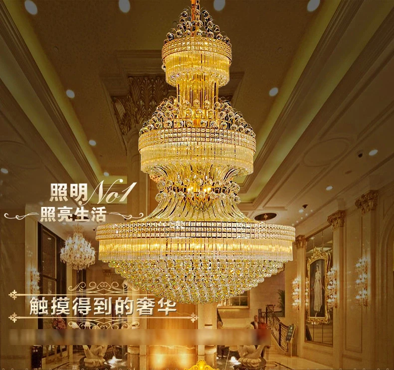 

Gold Crystal Chandelier Lights Fixture American Modern Chandeliers LED Lamps Home Indoor Lighting Long Hanging Light AC90V-260V