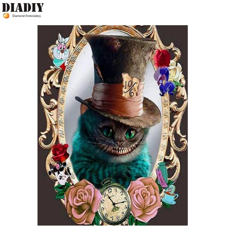 DIADIY 5D DIY Алмазная картина Wonderland полная квадратная Алмазная вышивка крестиком любовь Чеширский кот ручная вышивка подарок искусство