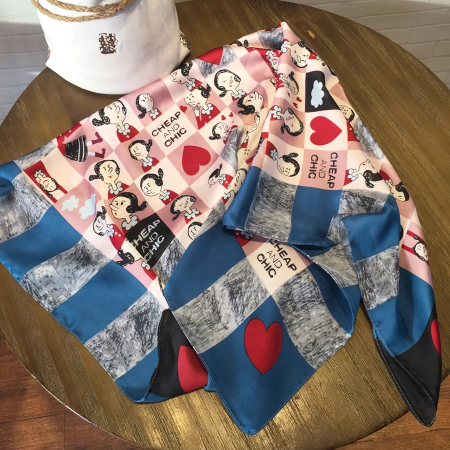 

70*70cm Oliver Scarves Silk Scarf Women's Pattern Square Satin Headscarf Headdress Girl Fashion Style