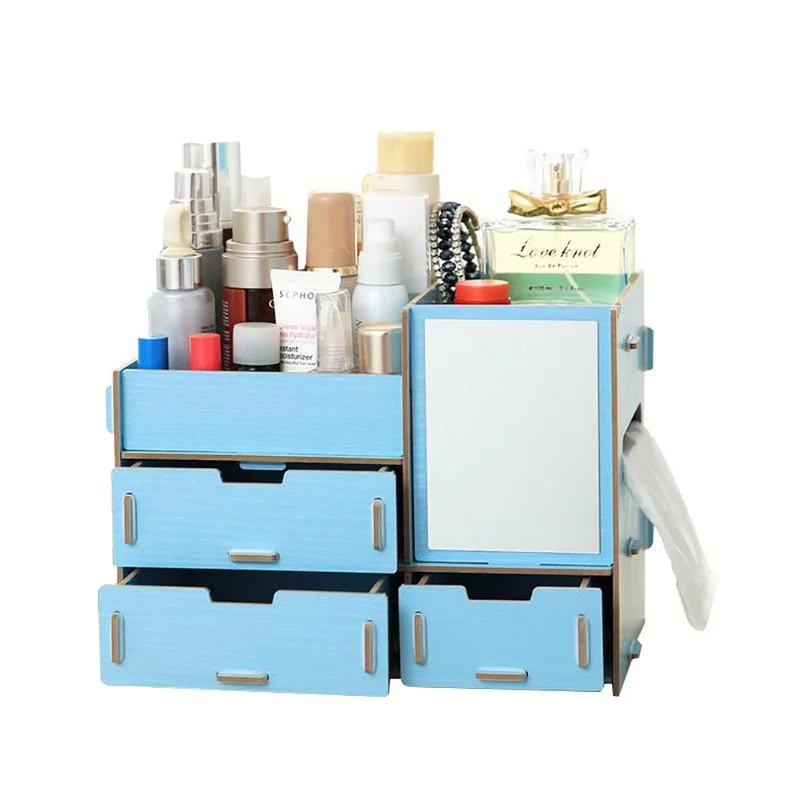 

IVYSHION 1PC Wooden Office Table Storage Box Jewelry Container Cosmetic Organizer Case Handmade DIY Makeup Organizer Dropship
