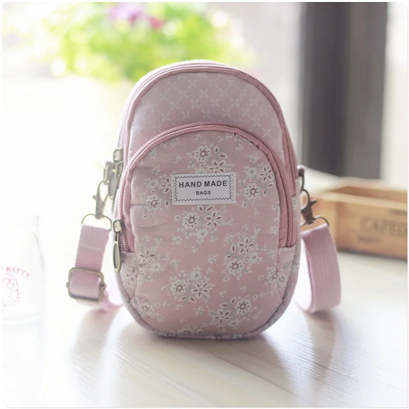 

Cotton floral printing children school bags kids travel messenger cross-body money bags small phone pouches for baby girls