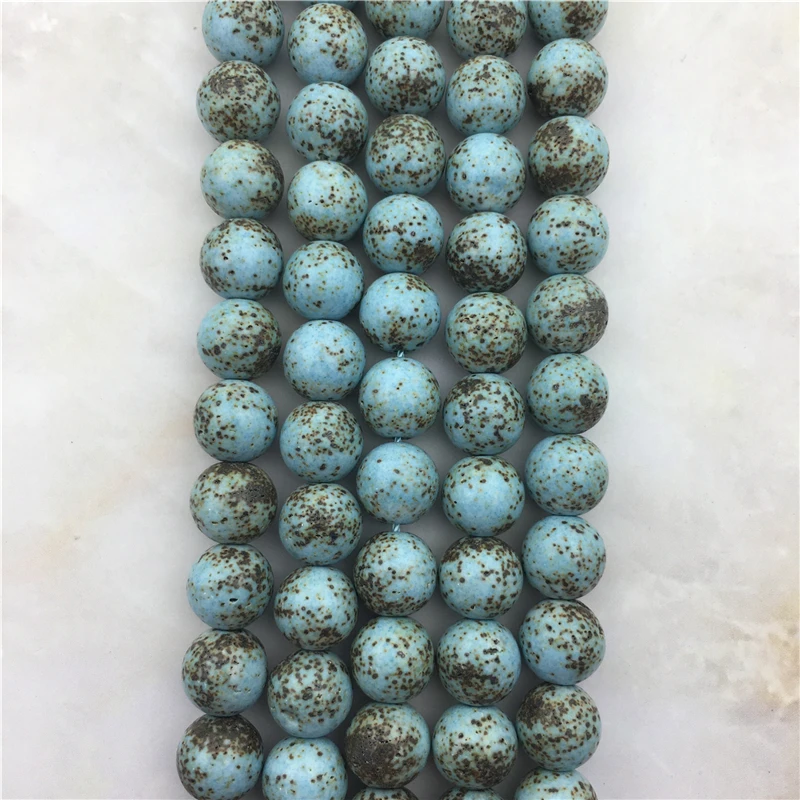 Настоящие гладкие круглые бусины Bodhi Turquoises, синие Бусины Mala Bodhi Howlite для изготовления ювелирных изделий, 6 8 мм