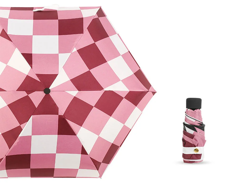 Маленький портативный складной зонт с решеткой, водонепроницаемый Зонт от дождя и дождя для девочек, портативный дорожный зонт для женщин, подарок для мужчин, мини карманный зонтик
