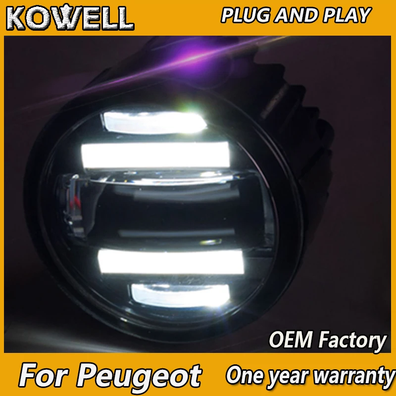 

KOWELL стайлинга автомобилей противотуманных фар для Peugeot 206 207 307 301 308 408 508 светодиодный туман светильник "ангельские глазки" для противотуманных фар светодиодный 2 функция модель