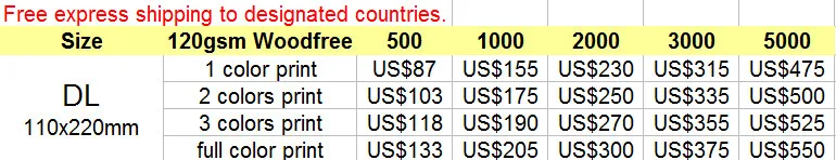 Печать на заказ обслуживание делают 110x220 мм конверт DL 120gsm офсетная печать/чистоцеллюлозная бумага