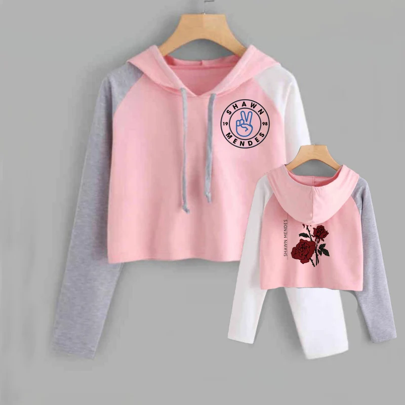 

Shawn Mendes Cropped Hoodie Women Long Sleeve Short Sweatshirt with Hood Ladies Hip Hop Pullover Tops Female