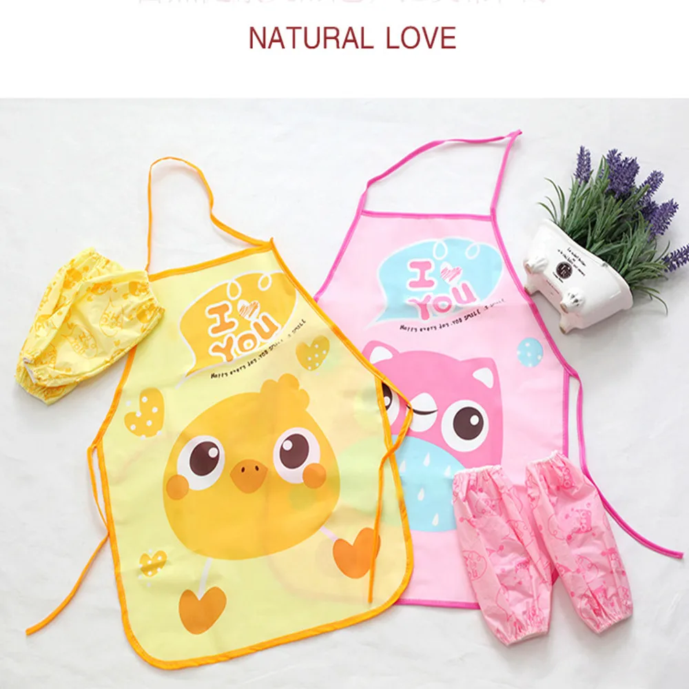 

Cartoon Cute Children Apron Fashion Chef Hat Pocket Set Kids Craft Art Kitchen Cooking Chef Suit Drink Food Baking