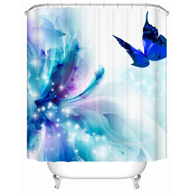Buy CHARMHOME New Fabric Shower Curtain Blue Butterfly