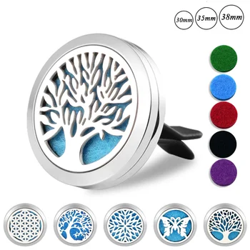 

Tree of Life Car Scent Perfume Essential Oil Diffuser Locket 316L Stainless Steel Auto Outlet Air Freshener Fragrance Vent Clip