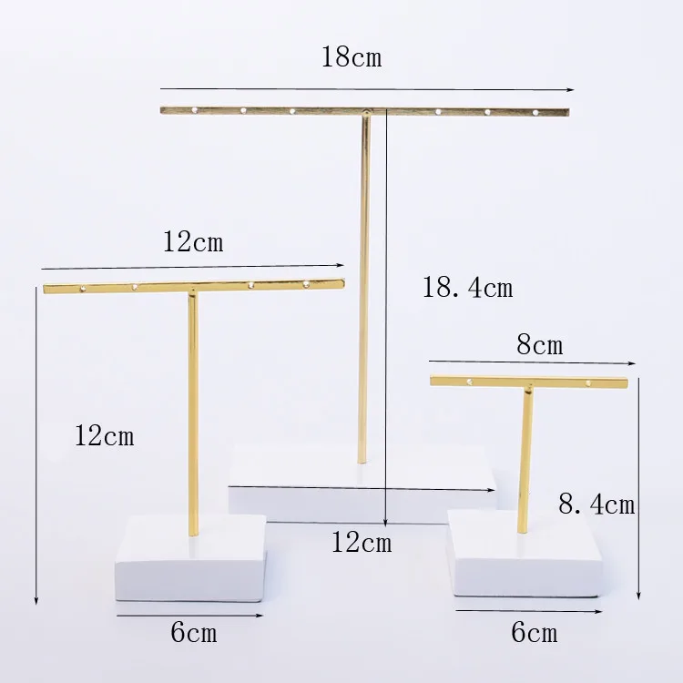 Твердая деревянная живопись Белый Металл Т-образная форма серьги дисплей держатель висячие серьги дисплей стенд ювелирные изделия Дисплей Держатель