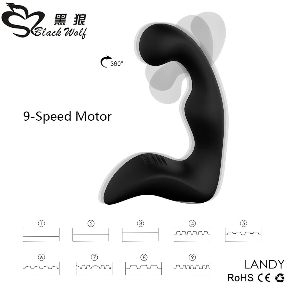 Vibrador USB masajeador de próstata masculino vibrador Anal de silicona 9 velocidades Butt Plug jug