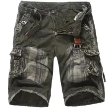 Новые модные камуфляжные мужские рваные короткие джинсы, брендовая одежда, военные летние хлопковые шорты, дышащие джинсовые шорты для мужчин