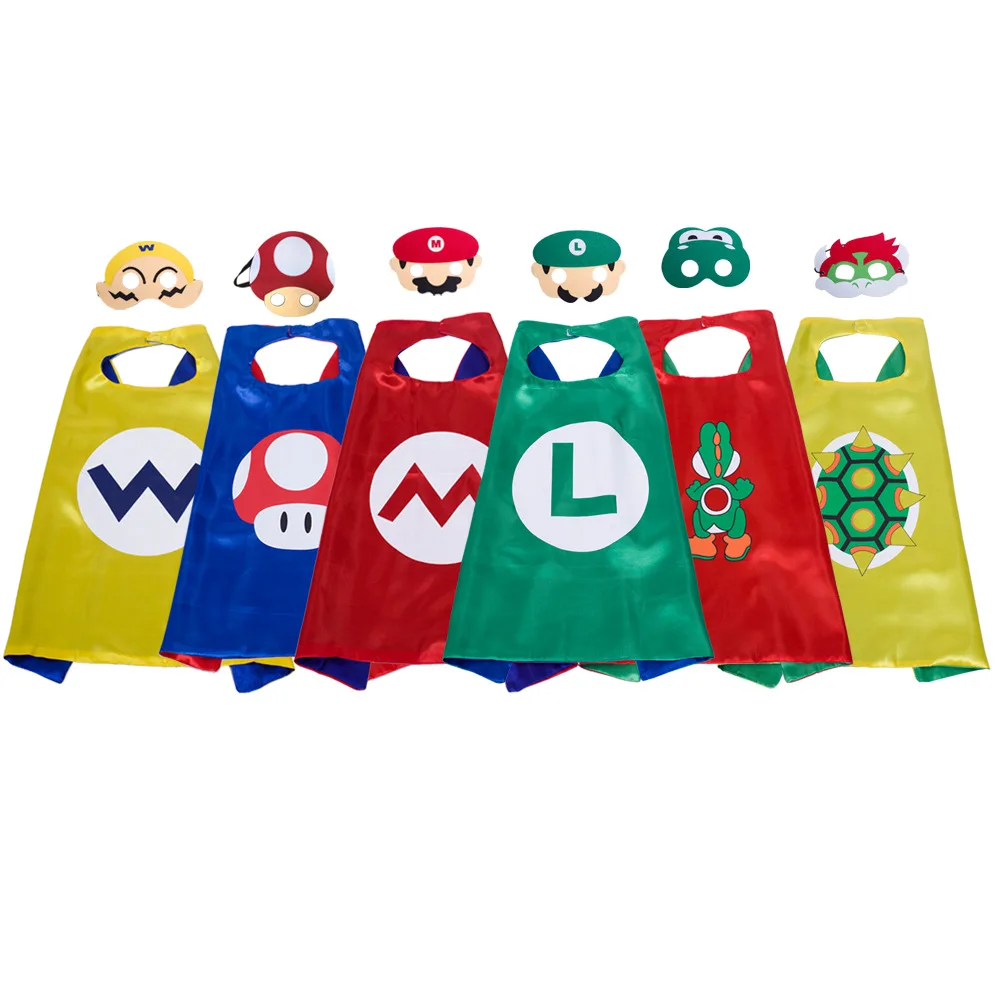 

1 set Mario Cape and Mask Set Costume kids birthday party favor Superhero Style Cosplay Costumes and Halloween Gift
