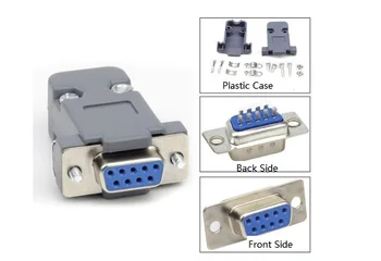 

10PCS DIY D-sub Connector 9 Pin RS232 Serial Port Connector DB9 Female Socket Shell Plastic solder wire type nut screw Adapter