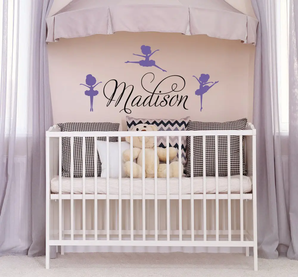 

Personalized Girls Name Wall Decal Ballet Dancer Silhouette Vinyl Wall Stickers Girls Dance Kids Bedroom Wall Art Mural AY092
