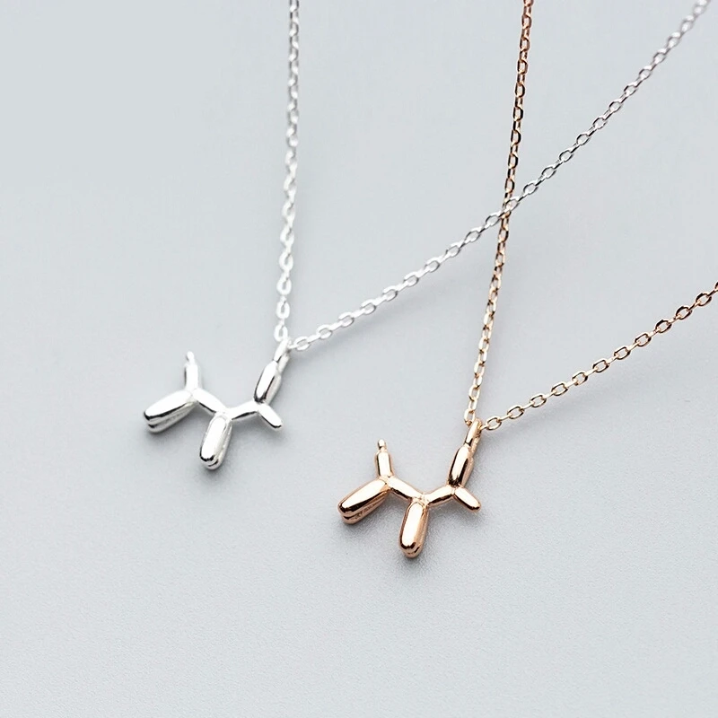 Solid 925 Sterling Silver Cute Animal Dog Shape Pendant Necklace Women Fashion Sterling Silver Jewelry D4322