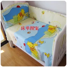 Promotion! 6PCS 100% cotton baby bedding set kids bed around set 100% cotton cute cot set,include(bumper+sheet+pillow cover)