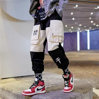 

Streetwear Jogger Pants Men Multi-pocket Cotton Mens Cargo Pants Hip Hop Patchwork Functional Man Trousers