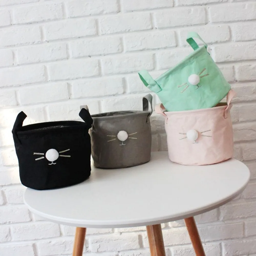 

Hair Ball Cat Cloth Storage Box Handy Stationery Toy Storage Basket Fashion Home Organizer Kitchen Bathroom Supplies