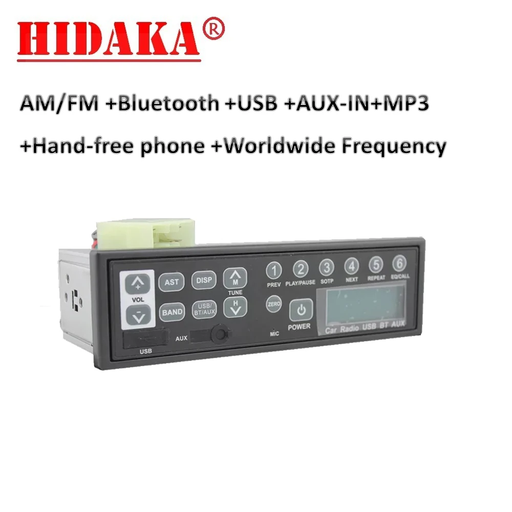 

HI-M200 HIDAKA Car Radio 1din with Bluetooth USB AUX Player 12V 24V AM/FM Real Time Clock suit for Hitachi Takeuchi Komatsu