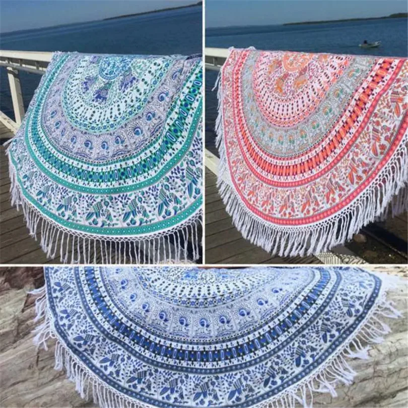 2019 new Beach Round Hippie Tassel Tapestry Beach Throw Mandala Towel Yoga Mat Bohemian drop shipping #3M04 (5)