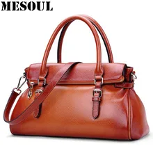 Genuine Leather Female Bag Women Handbag and Purse Vintage Casual High Quality Cross Body Shoulder Bag