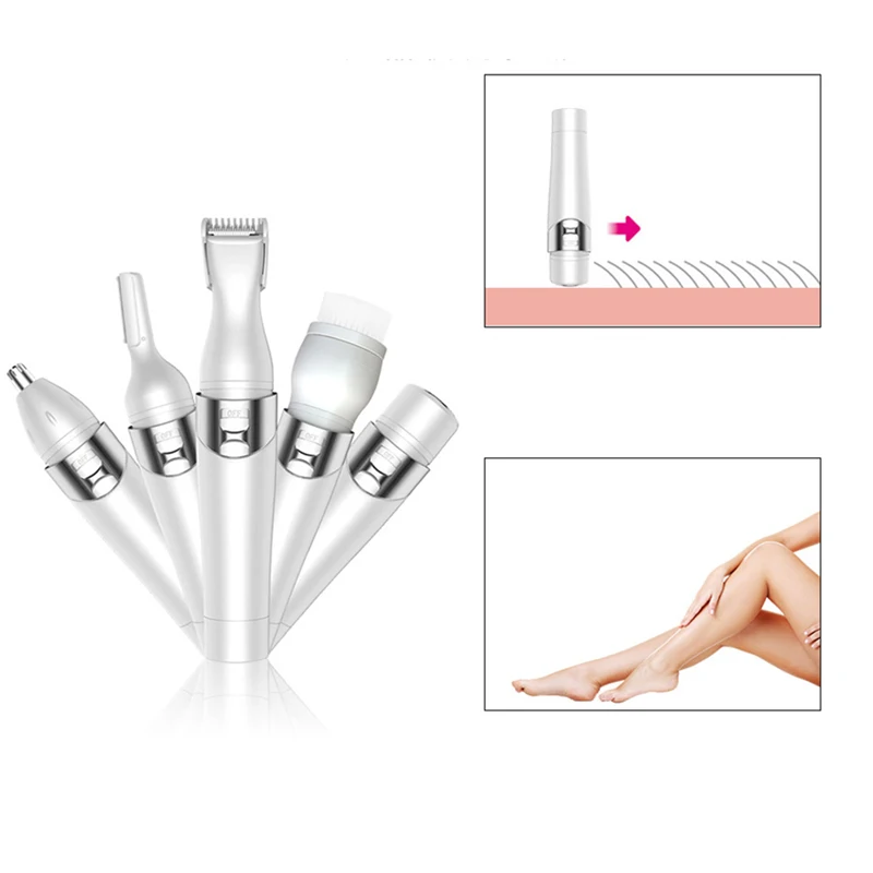 

DIDIHOU 5 in 1 Cordless Hair Removal Electric Epilator For Women USB Rechargeable Eyebrow Nose & Facial Rechargeable Electric