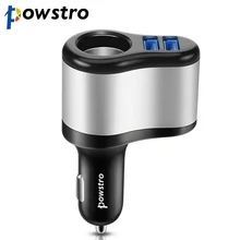 POWSTRO 3.1A автомобиля с двумя портами USB Зарядное устройство Автомобильный держатель для мобильного телефона лампы Зарядное устройство адаптер с указателем светильник сигареты светильник er разъем 12-24V