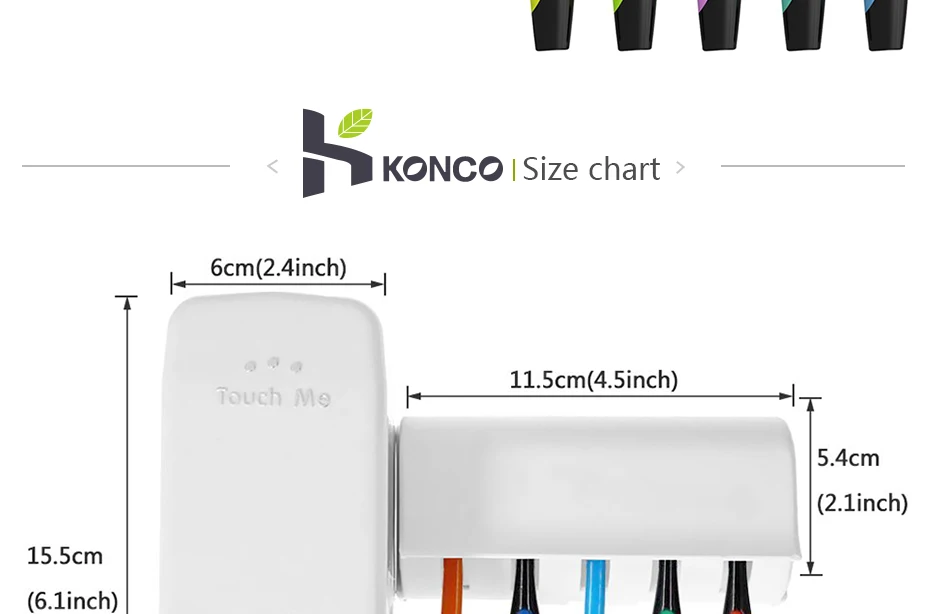 KONCO Автоматический Дозатор для зубной пасты с держателем для зубных щеток, набор аксессуаров для ванной комнаты, стойка для хранения зубной щетки