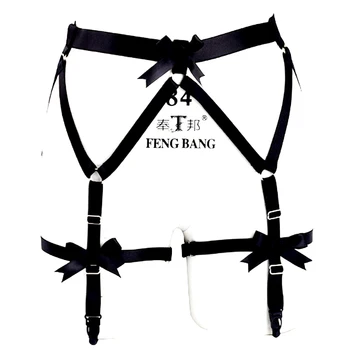 

High Quality Harness Lingerie Women's Fashion Sexy Goth Punk Suspender Bow Belt Body Cage Harness Thigh Garter Fetish Underwear