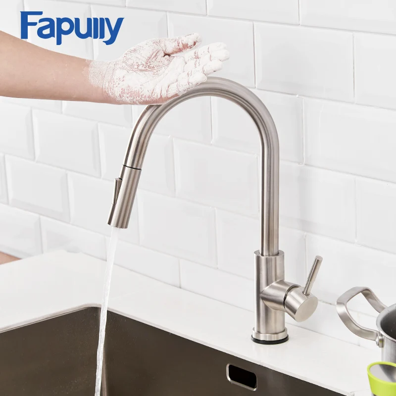 Fapully High Arc Brushed Nickel Touch Control Sensor Kitchen