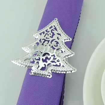 

20pcs Christmas Tree Plated Napkin Ring Serviette Buckle Holder Hotel Wedding Party Favour Decoration