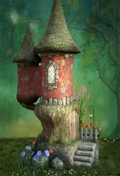 Laeacco замок сказка зеленый эльфов дом детские, для малышей Фото Фоны Индивидуальные фотографии фонов для фотостудии