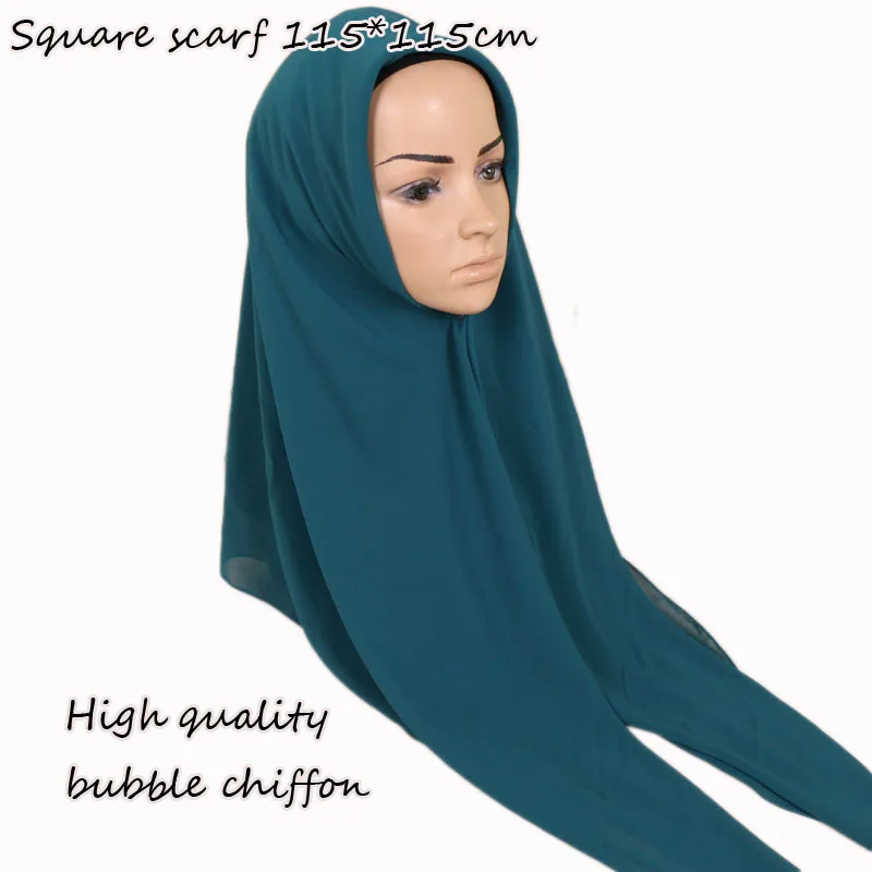 Высококачественный перламутровый пузырь шифон хиджаб квадратный шарф, платок мусульманский тюрбан головная повязка однотонная тяжелая ткань YS436