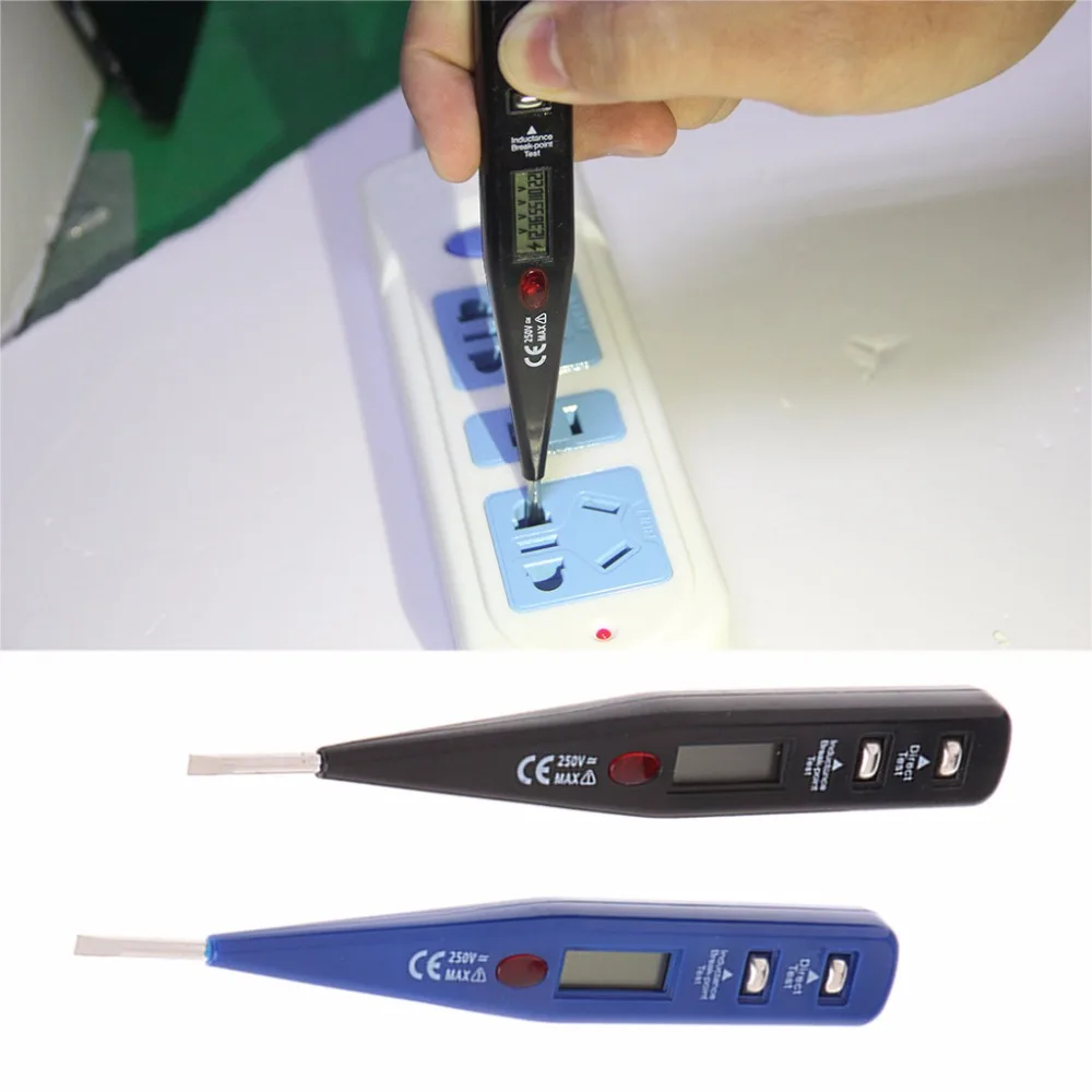 ANENG AC DC 12-250 В цифровой измеритель напряжения Электрический тестер Ручка детектор индукции сенсор черный/синий цвет