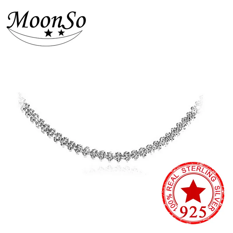 Moonso ожерелья и кулоны с цепи без реального стерлингового серебра 925 cz циркон для женщин свадебной моды ювелирного w0886