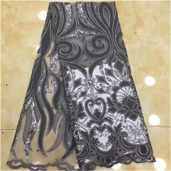 

Best Selling Net Lace African gray Lace Fabric Purple colour Nigerian French Fabric 2019 sequins High Quality Nigeria Tulle