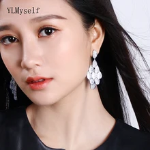 Висячие серьги с листьями для женщин 4 цвета зеленого, голубого, золотого, белого, роскошные ювелирные изделия diorissimo висячая люстра большие серьги