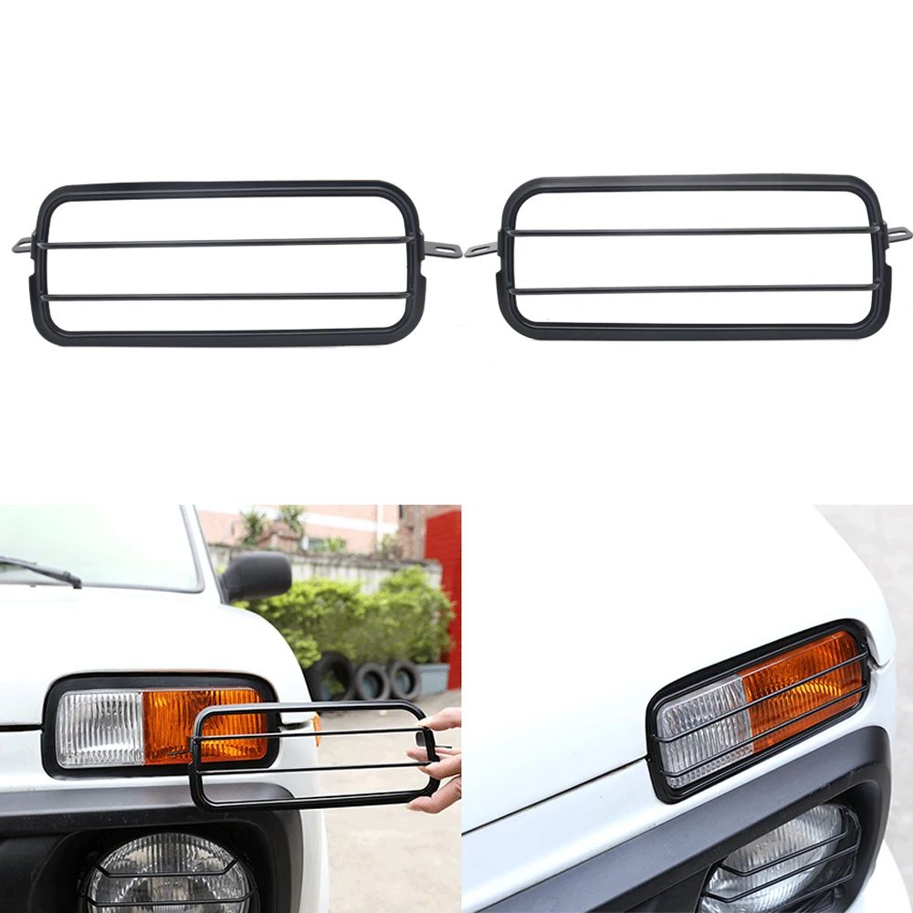2 x Aluminum Alloy Car Front Fog Lamp Protector Frame Trim with 7 INCH Headlights For LADA NIVA