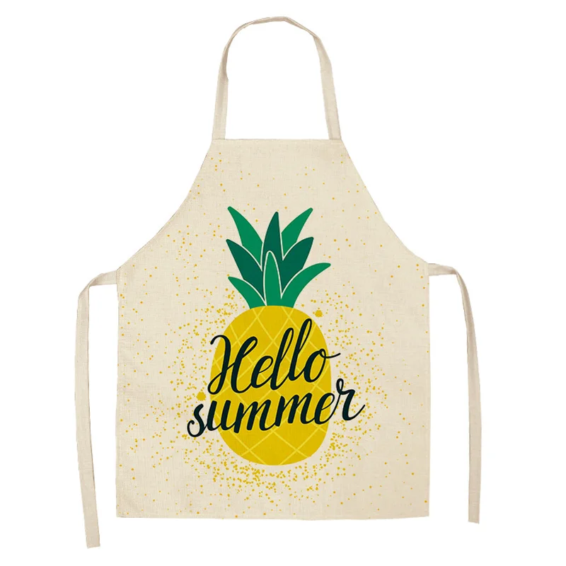 1 Pcs Cotton Linen Pineapple Pattern Kitchen Aprons for Woman Aprons Kitchen Cooking Baking Restaurant Cooking Sleeveless Aprons