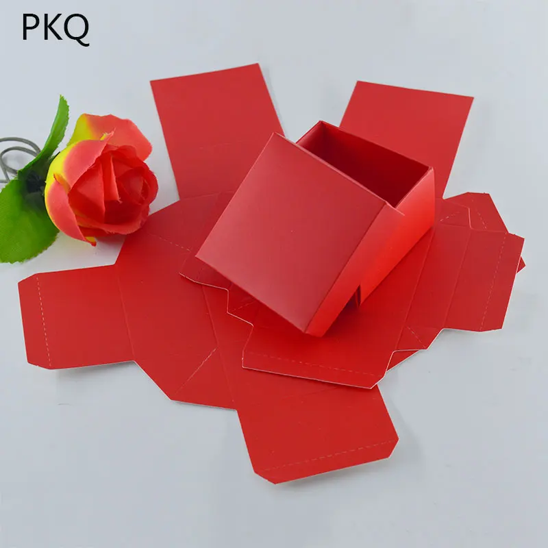 20 шт Высокое качество маленькая Подарочная коробка с крышкой красочная бумажная упаковочная коробка Свадебные Сувениры Коробка для конфет картонная коробка 6,5x6,5x3,8 см - Цвет: Красный