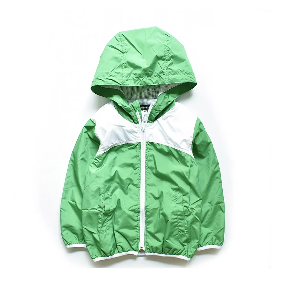 Ветровка для маленьких девочек; кожаная куртка; Весенний плащ для мальчиков; тонкая куртка с капюшоном; детская одежда; повседневная верхняя одежда; Акция; Прямая поставка - Цвет: Зеленый