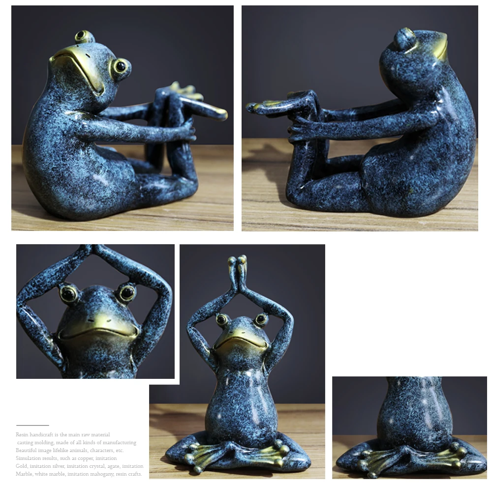 Set of 6pcs Yoga Frogs Figurines resin Miniature for Home Desktop Resin Kawaii home decoration accessories modern living room
